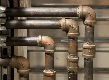 4 gas lines with 90 degree elbows arranged next to each other