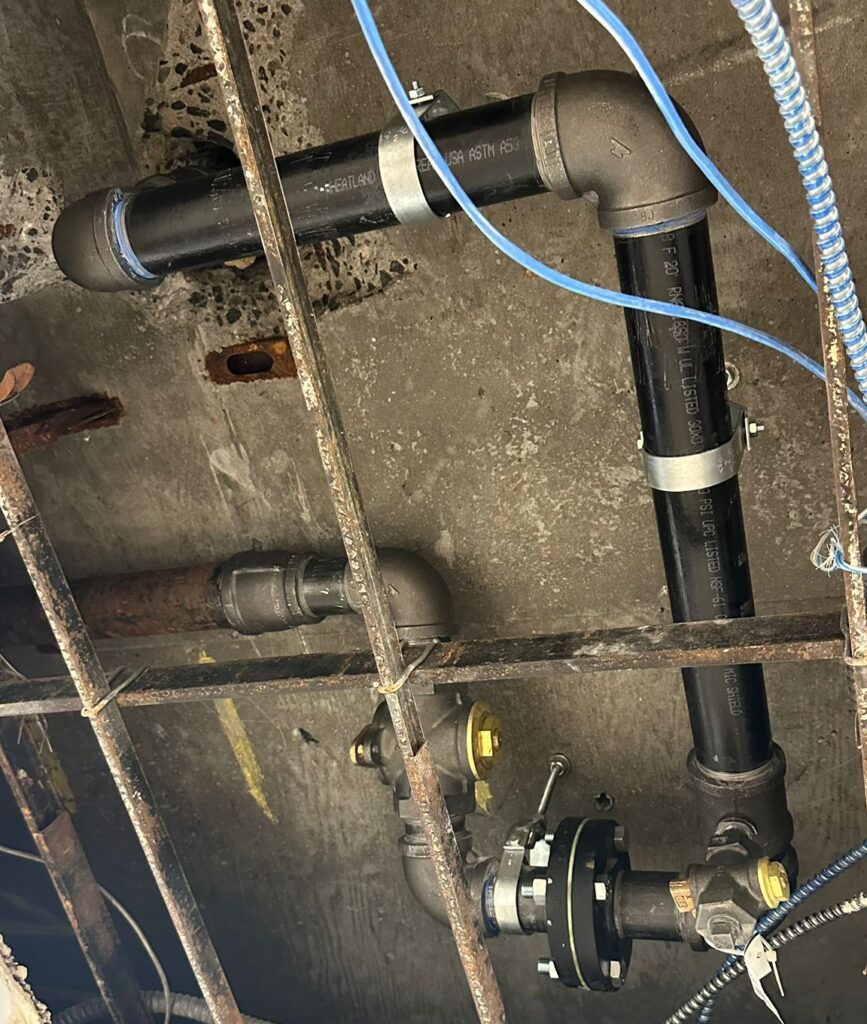 Riser valve and flange on natural gas piping