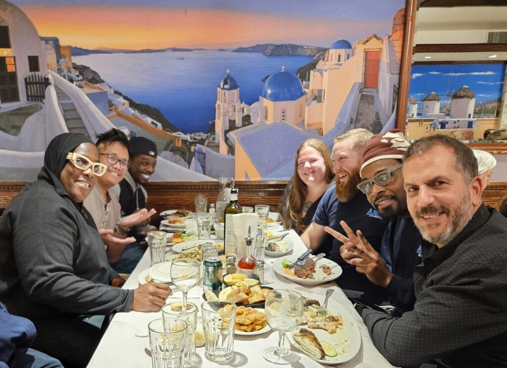 Company dinner at a restaurant